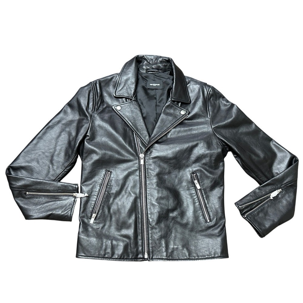 NWT The Kooples Perfecto Black Leather Biker Moto Jacket Womens Men Size S